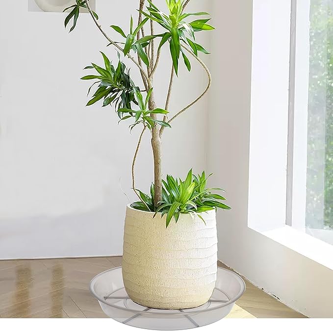 2 Pack Plant Saucer Drip Tray 12 inch, Heavy Sturdy Plastic Planter Flower Pot Saucers for Indoor Outdoor Garden, Plant Water Drip Trays for pots (12" 2Pack, Grey)