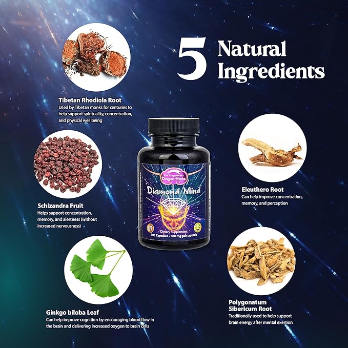 Dragon Herbs Diamond Mind 500 mg 100 Capsules