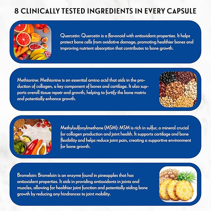 Doc Certfied | Height Growth Supplement | Natural Maximizer to Grow Taller & Initiate Bone Growth for Teens, Kids & Adults | Clinically Tested Ingredients That Work | 8 Powerful Ingredients - 60 Caps