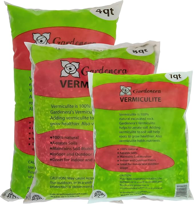 Horticultural Organic Vermiculite by GARDENERA - Medium Grade - Natural Soil Additive for Potted Plants, Orchids, Hydroponics, Terrariums (4 Quart)
