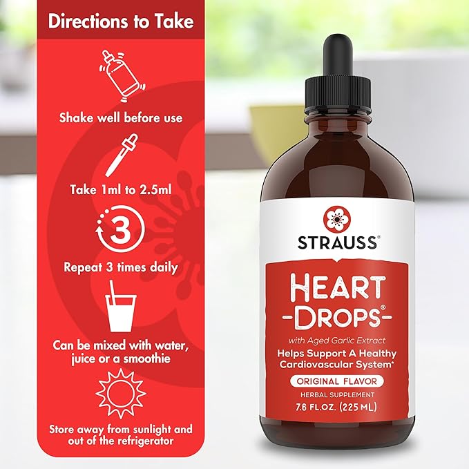 Strauss Naturals Heartdrops, Herbal Heart Supplements 7.6 fl