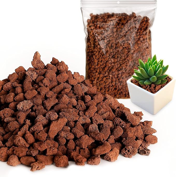 Red Lava Rock 5LB for Plants Garden Landscaping Decoration Aquarium Volcanic Horticultural Bonsai Terrarium Fish Tank Decorative Stone, Size from 0.25 to 0.35 Inches