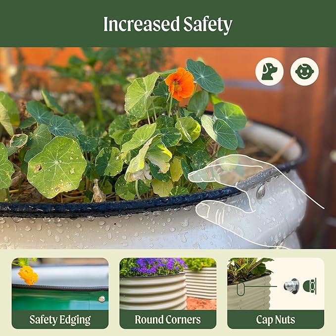 Vego garden Raised Garden Bed Kit, 17" Tall 10 in 1 Modular, Metal Planter Box for Vegetables, Flowers, Herbs, Sunlit Oak