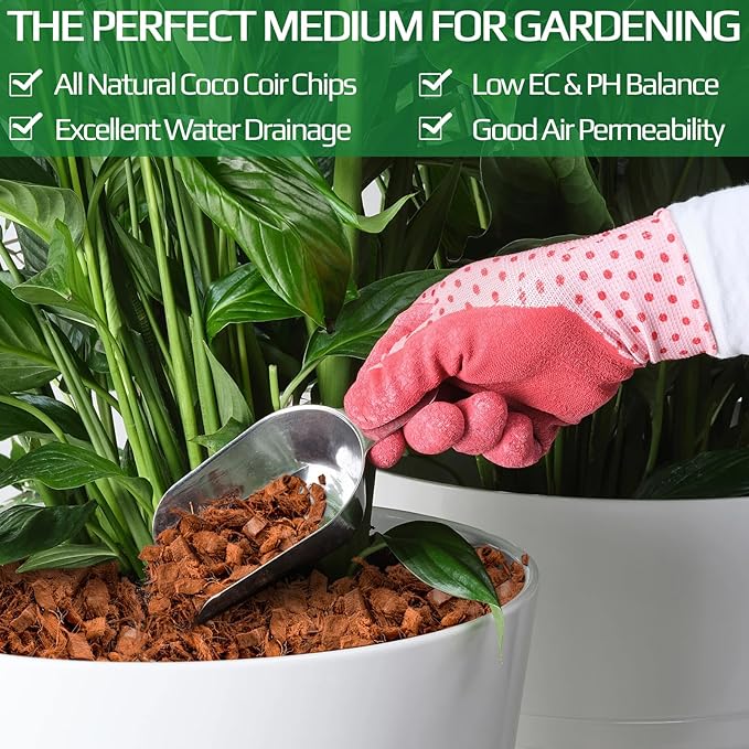 Halatool 4 Pcs Coconut Coir Chips for Plants - 4.4 LB 100% Organic Coco Husk Chip Bricks with Low EC and pH Balanced, Compressed Coco Substrate Growing Mulch Medium for Garden Herbs, Plants, Flowers