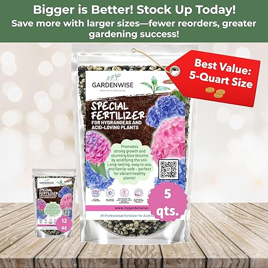 Slow Release Hydrangea Fertilizer with Iron & Sulfur β Indoor & Outdoor Soil Acidifier for Miracle Growth (1 qt)