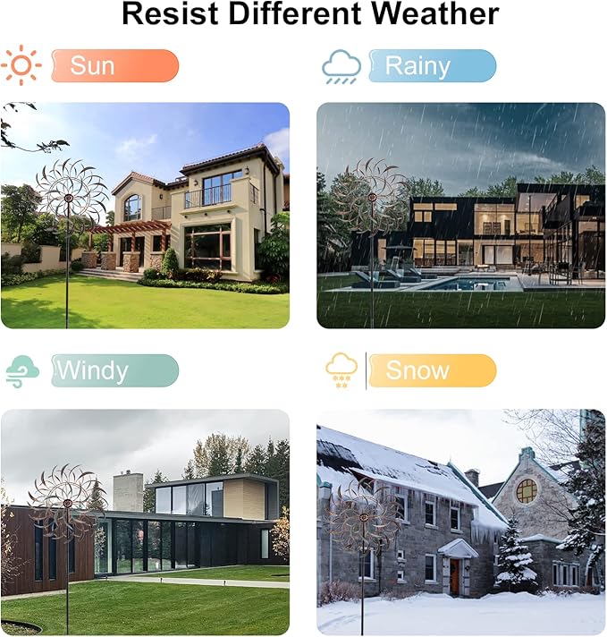 VEWOGARDEN Large Outdoor Metal Wind Spinners, 360 Degrees Swivel Wind Sculpture Yard Art Decor for Patio, Lawn & Garden 66 * 15.8 Inches