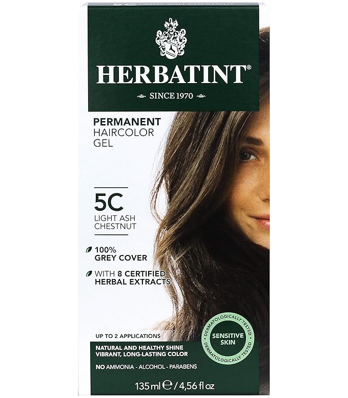 Herbatint Permanent Haircolor Gel, 5C Light 100% Grey 4.56 oz