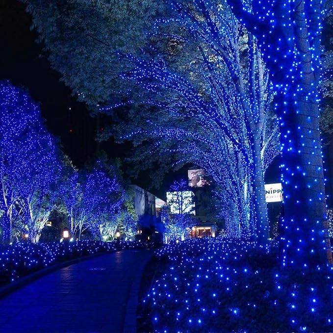 114ft Christmas String Lights Outdoor, 300 LED Christmas Lights Connectable with Timer, 8 Modes Christmas Tree Lights Fairy Twinkle Lights for Garden, Wedding, Indoor Outdoor Xmas Decorations(Blue)