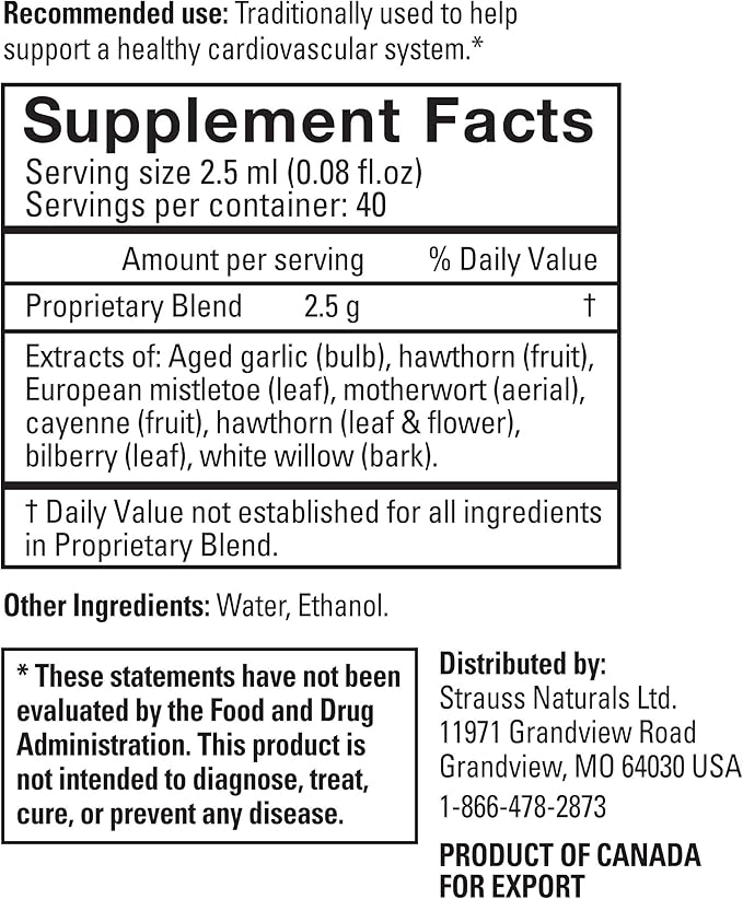 Strauss Naturals Heartdrops, Herbal Heart Supplements 3.4 fl