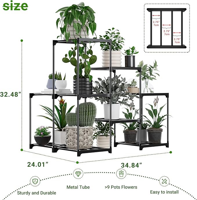 Metal Plant Stand Indoor Corner Plant Shelf Outdoor for Multiple Plants Flower Stand Ladder Plant Table for Plant Pots for Window Garden Balcony Living Room