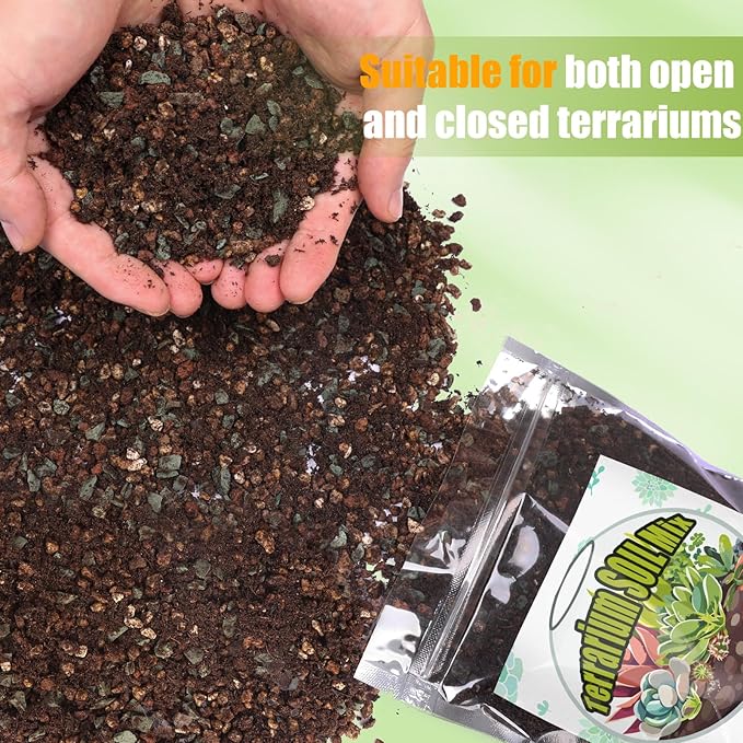 Terrarium Potting Soil Mix 1qt, Custom Made for Terrariums, Perfect for Vibrant Miniature Gardens