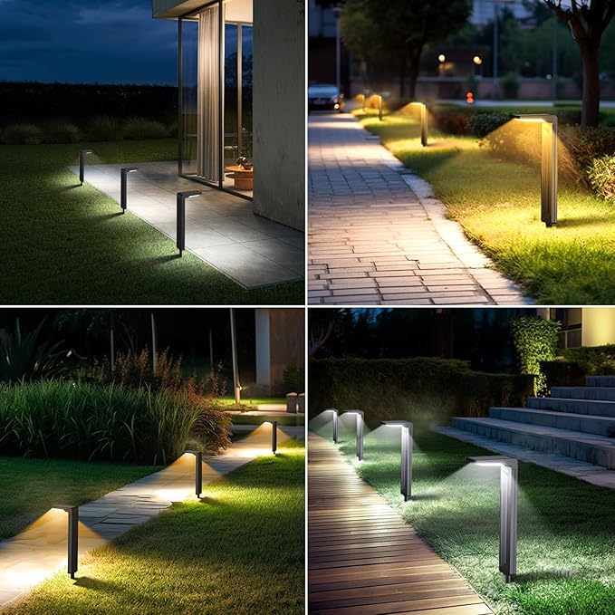 Sunvivo Solar Pathway Lights,2 Modes(Cold White/Warm White),Bright Solar Path Lights Outdoor Waterproof,Perfect Guide Light or Deco for Sideway,Driveway,Walkway,Backyard,Garden,Lawn,Event(4Pack)