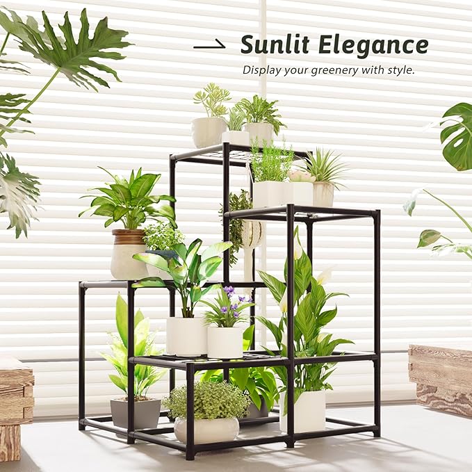 Corner Plant Stand Indoor Clearance Small Plant Holder Outdoor Metal Hanging Plant Table Rack Tiered Plant Shelf for Multiple Plants for Living Room Garden Balcony Patio Ladder Design
