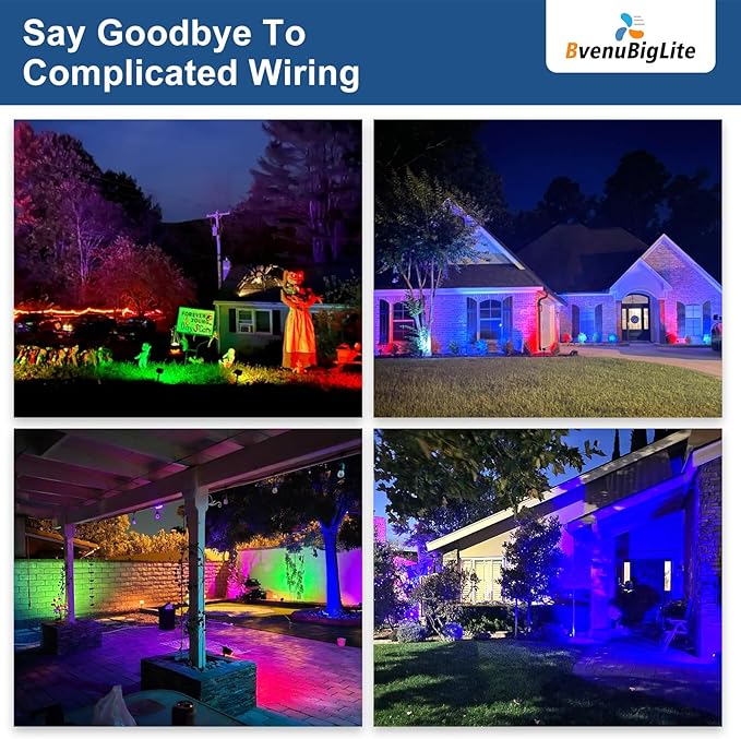 RGB Solar Lights for Outdoor: 7 Multicolor Solar Powered for Garden - Waterproof Led Spot Light Decorations for Yard - Dust to Dawn Uplighting Landscape Pathway Drive Patios 6PC