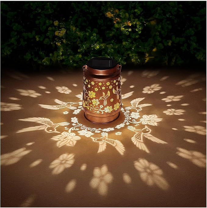 Solar Lanterns Outdoor Waterproof Hummingbird Garden Decor Birthday Gifts for Women Mom Grandma Hanging Solar Lights Metal Solar Decoration Outside for Yard, Patio, Backyard, Porch