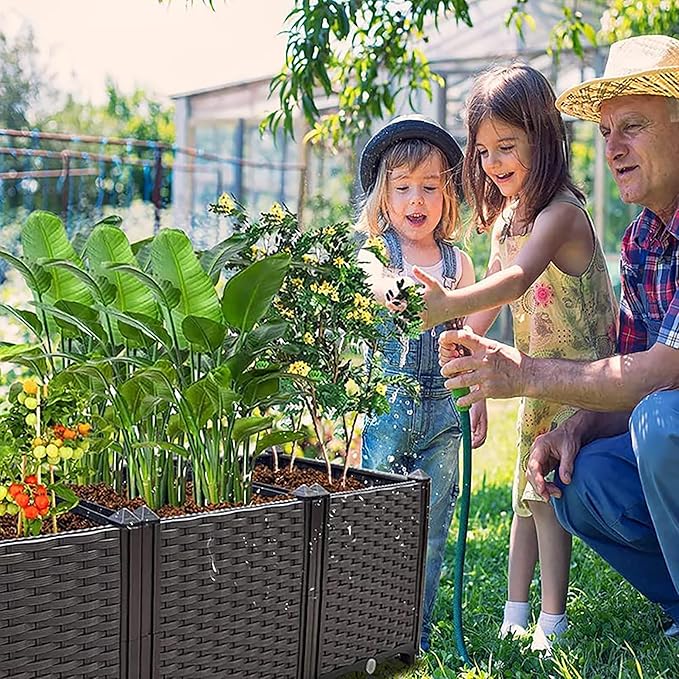 Raised Garden Bed Planter for Outdoor Plants Planter Box Elevated Garden Boxes Deepened Plant pots Perfect for Garden Patio Balcony Deck to Planting Flowers Vegetables Tomato and Herbs