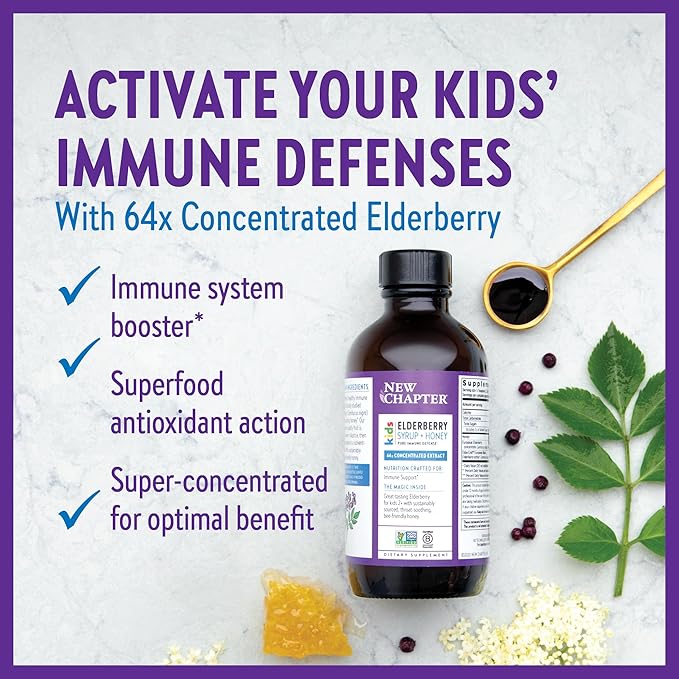 New Chapter Elderberry Kids Syrup, Advanced 2+, 64x 64x Concentrated 4 Fl