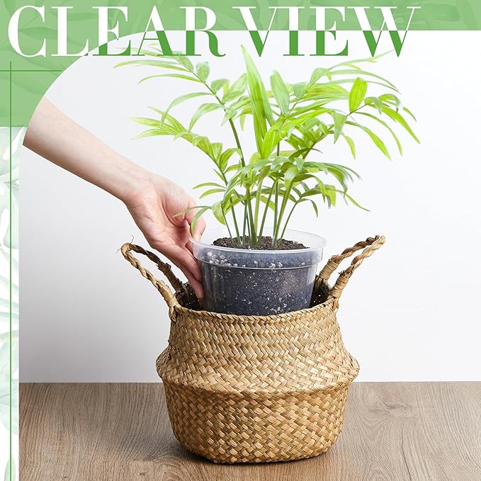 Vesici Large Size Clear Nursery Pots Variety Pack Plant Pots with Drainage Holes Planters for Indoor Plants Flexible Transparent Plastic Plant Bottle Succulents(12 Pcs,6/8/10 Inch)
