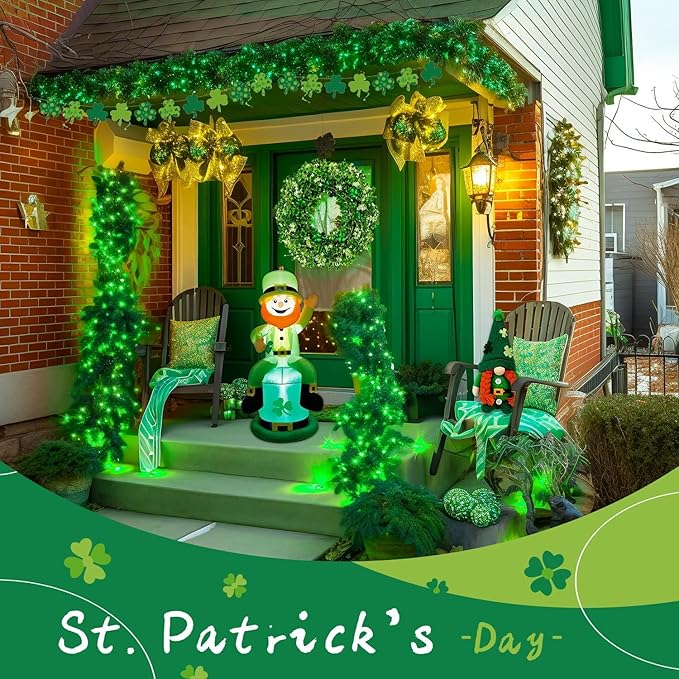 JMEXSUSS 2 Pack Green Solar Lights Outdoor, Total 400 LED 151FT Solar String Lights Outdoor Waterproof, 8 Modes Green Light for St Patrick's Day Patio Yard Tree Decorations