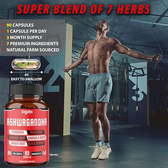 Ashwagandha Extract Capsules 8050mg 7 Herbs 90 Caps 3 Months