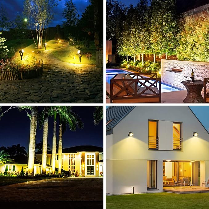 2W Solar Spotlights,T-SUNRISE IP65 Waterproof Outdoor Solar Lights Landscape Lighting Wall Light Auto On/ Off with 2 Warm White Dual Spot Headlamp for Tree,Patio, Yard, Garden