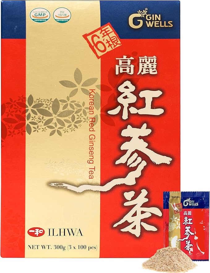 ILHWA Korean Red Ginseng Tea (300g, 0.11oz X 100 sachets) 6 Years Rg1+Rb1+Rg3