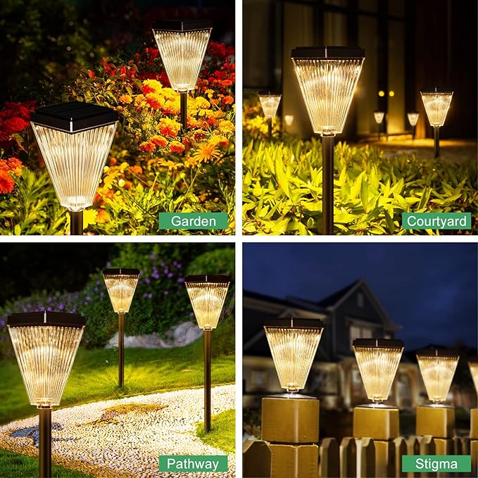 2 Pack Solar Post Lights Outdoor Waterproof IP65 Solar Fence Post Pillar Lights Landscape Stake Decorative Fence Yard Patio Walkway Pathway Light Up to 12 Hrs