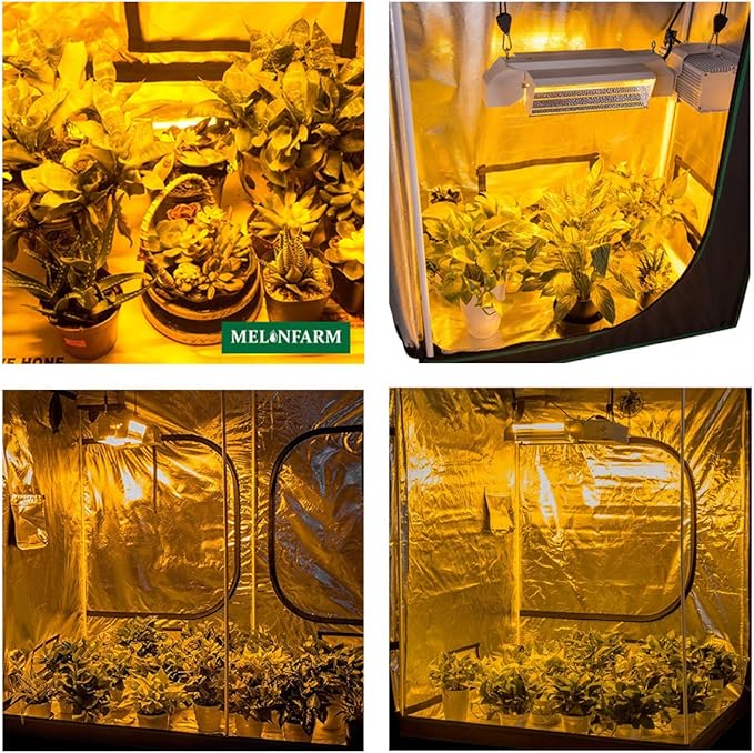 MELONFARM 5x5 Grow Tent, 60"x60"x80'' High Reflective 600D Diamond Mylar Canvas with Observation Window and Floor Tray for Hydroponic Indoor Plant Growing