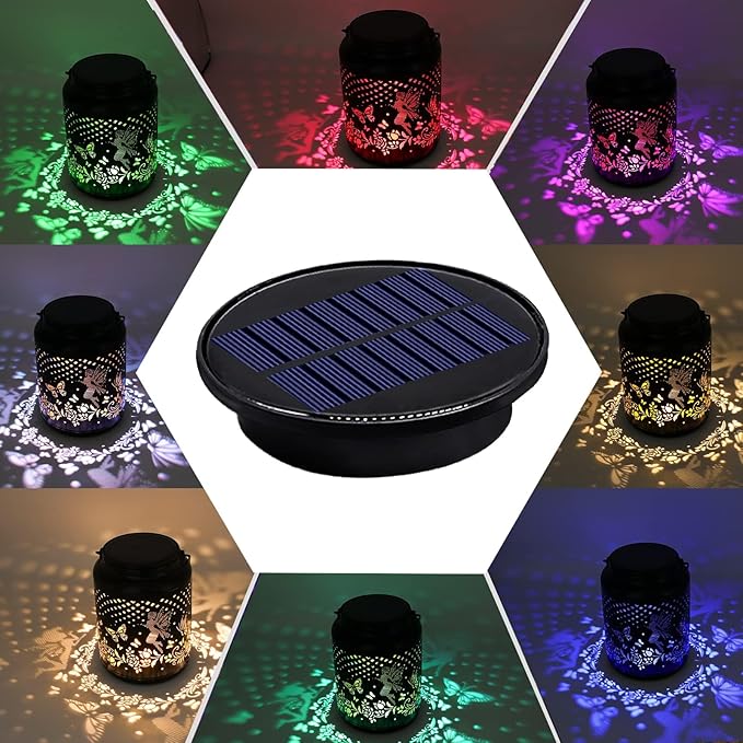2 Packs 8 Color Solar Lights Replacement Top(Top Size 3.74 inch,Bottom Size 2.83 inch),Garden Gift Garden Decor,Replacement Solar Light Parts,Solar Lanterns Outdoor Hanging Waterproof Decoration