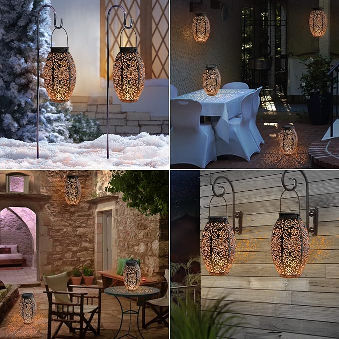 Owl Solar Outdoor Lantern Waterproof, Garden Decor Gifts for Women, LED Metal Garden Solar Lights for Porch, Yard, Patio Ornaments, Mothers Day Gifts for Mom Grandma (Antique Bronze,1Pack)