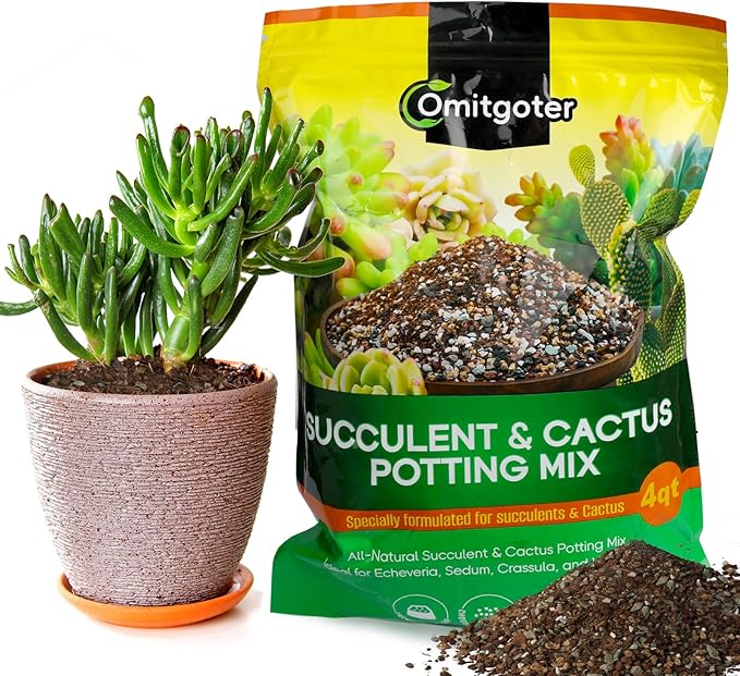 Succulent & Cactus Soil Potting Mix 2qt, Pre-Mixed Ready to Use with Fast Draining Fits for Bonsai, Terrarium and Houseplant