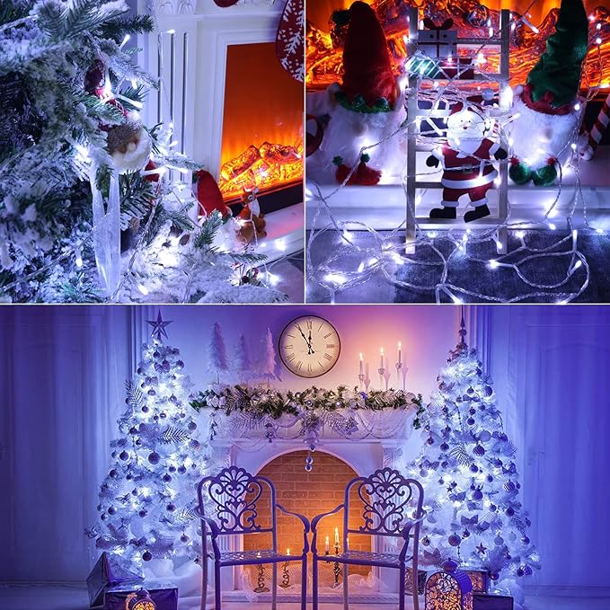 175Ft Christmas Lights Outdoor, 500 LED Christmas String Lights with 8 Modes, Timer, Waterproof Fairy Twinkle Lights for Christmas Party, Garden, Wedding, Holiday, Xmas Tree Decorations (White)