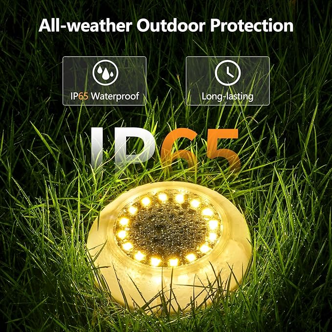 Solar Ground Lights,8 Pack Solar Lights Outdoor Waterproof, Solar Garden Lights for Outside Patio Pathway Yard Lawn Driveway Deck Step Walkway,Outdoor Chrismtas Decorations