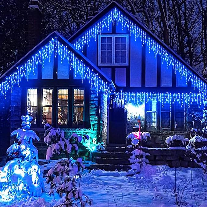 Upgraded Solar Christmas Lights,304 Blue LED Outdoor Christmas Decorations 8 Modes Waterproof Solar Powered String Lights for Patio Yard Garden Wedding Party House Xmas Tree Roof Decorations(Blue)