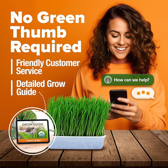 HOME GROWN Organic Cat Grass Seeds Pack 8oz β 7200 π‘π’π‘-ππ π’ π¨π¦π-π¦π’π¨π₯πππ Heirloom Oat & Barley Grass Seeds for Indoor Cats β High Germination Hairball Relief, Pet Grass Ready in 7Days