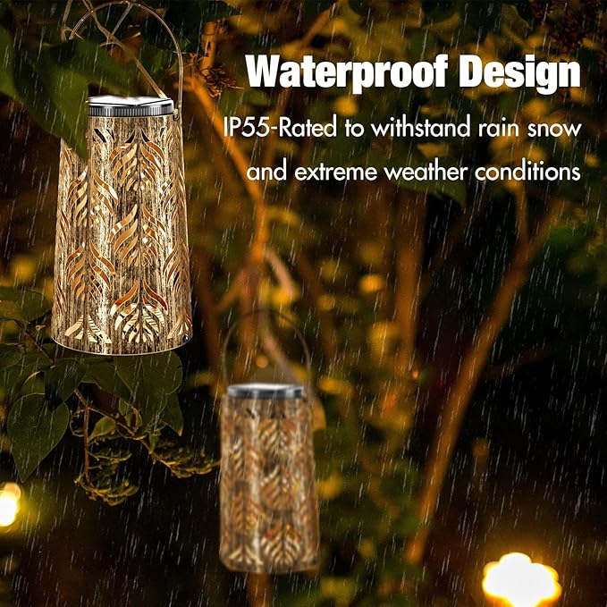 Outdoor Solar Lanterns, Garden Decor, Yard Decorations Outdoor , Gifts for Women Mom Grandma, Waterproof Hanging Lanterns, Decoration for Yard Patio Path Porch