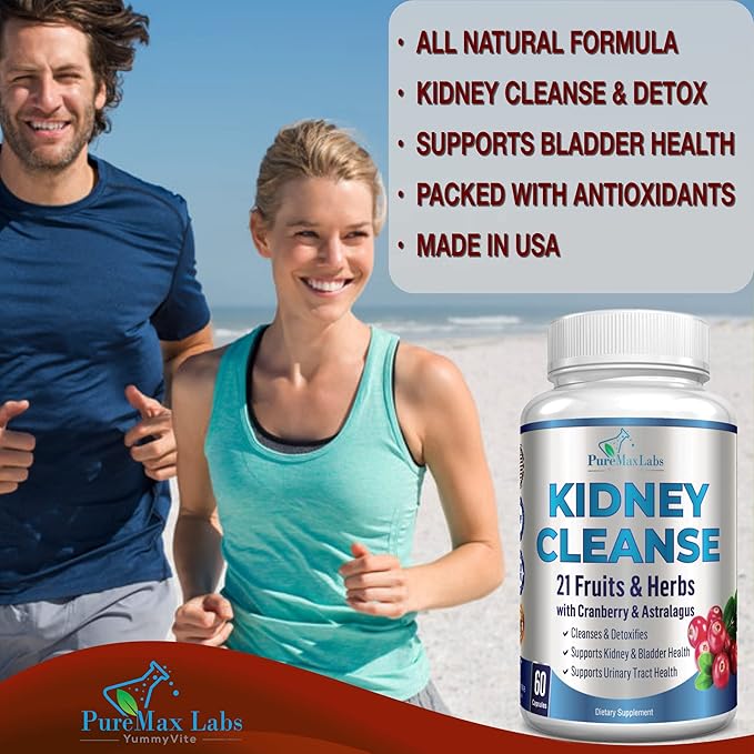 Herbal Kidney Cleanse with Cranberry Extract, Astralagus 21 Fruits 60 Vegan