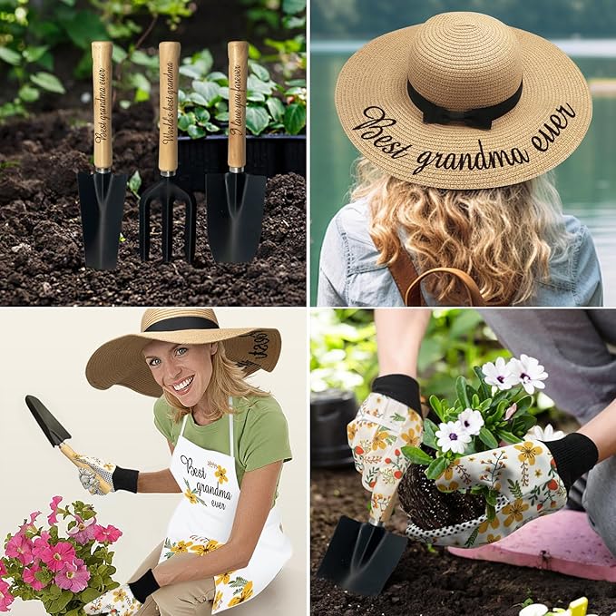 Grandma Gifts,Grandma Gifts from Grandkids - Birthday Gifts for Granny - Gardening Gifts Outdoor Horticulture Starter,Garden Tools Kit for Grandma