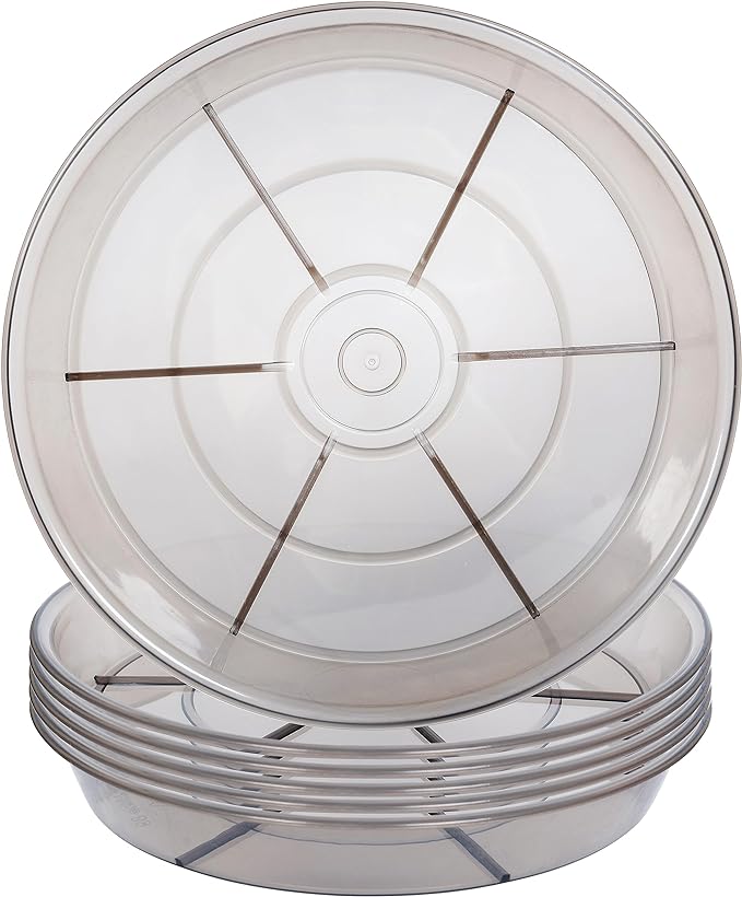 2 Pack Plant Saucer Drip Tray 17 inch, Large Heavy Sturdy Plastic Planter Flower Pot Saucers for Indoor Outdoor Garden, Plant Water Drip Trays for pots (17" 2Pack, Grey)