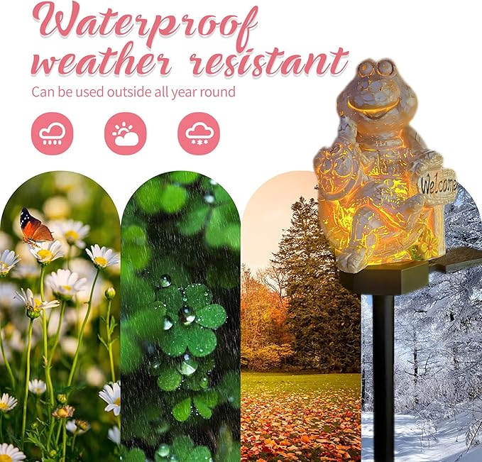 QH & Garden 2-Pack Squirrel and Turtle Garden Statues Decor,LED Waterproof Animals Lights for Garden, Balcony, Yard, Lawn, Pathway, Walkway - Garden Solar Powered Outdoor Decor