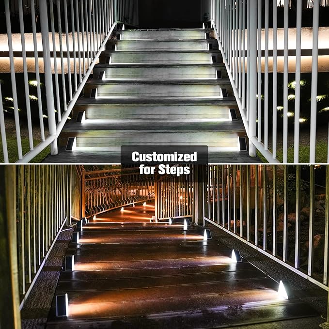 VOLISUN Solar Stair Lights 12 Pack, Solar Step Lights Waterproof IP67, Outdoor Step Light with 13 LEDs, Outdoor Lighting Decor for Yard Stair, Patio, Front Door, Front Porch and Deck(Cool White)