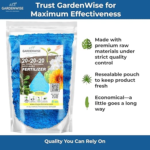 20-20-20 Water-Soluble Fertilizer β Powder for Liquid Plant Food for Indoor & Outdoor Plants, Orchids, Vegetables, Lawns, Flowers β 20 20 20 Fertilizer 5 Quarts (10 lbs)