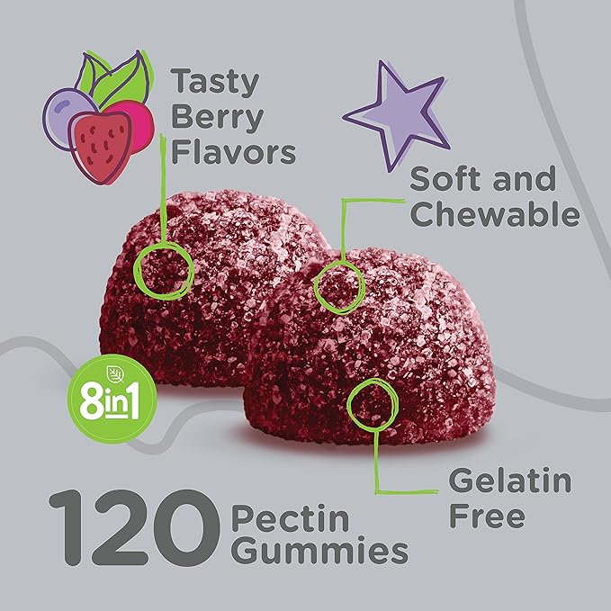 Kids Multivitamin Gummies with Probiotics 8-1 Kids D3, B12, B12, B6, B6, Zinc,