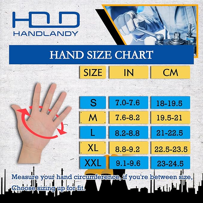 HANDLANDY Men Leather Gardening Gloves, Utility Work Gloves for Mechanics, Construction, Driver, Dexterity Breathable Design