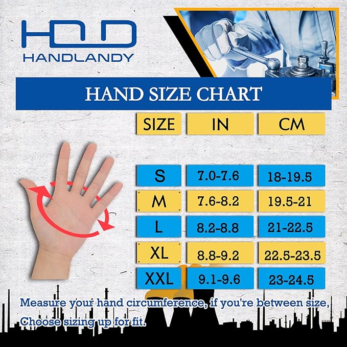 HANDLANDY Men Leather Gardening Gloves, Utility Work Gloves for Mechanics, Construction, Driver, Dexterity Breathable Design