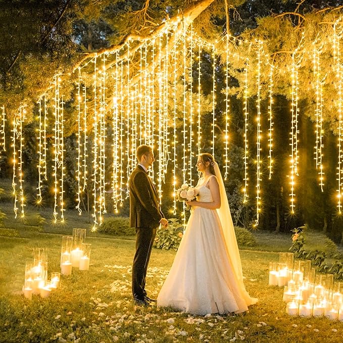 100ft 300 LED String Lights Outdoor Indoor Waterproof Clear Wire Christmas String Lights, Plug in Warm White Twinkle Fairy Lights for Bedroom Wedding Tree Christmas Decorations