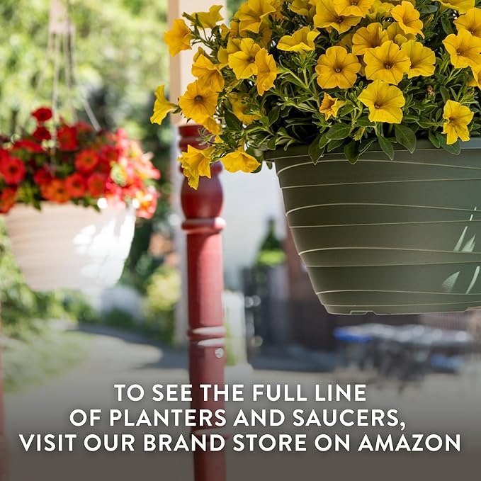 The HC Companies Wrapt Hanging Planters - Lightweight Plant Pot Hanger for Hanging Plants, Vegetables & Herbs - Outdoor & Indoor Hanging Basket for Plants (11" Pepperstone, Pack of 2)