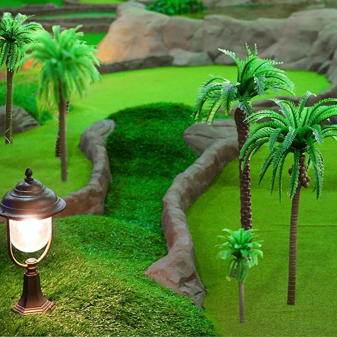 48 Pcs Plastic Model Tree Layout Rainforest Train Palm Tree Model Coconut Palms for Outdoor Garden Decoration
