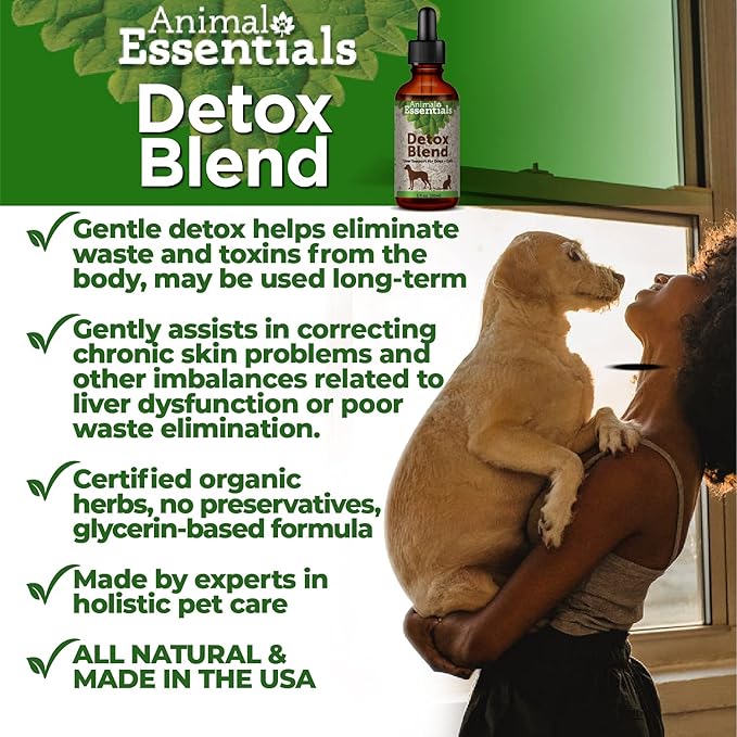 Animal Essentials Detox Blend - Liver Support for Dogs & Cats, Liver Supplement, Herbal Formula, Human Grade Herbs, Animal Wellness Tonics - 2 Fl Oz