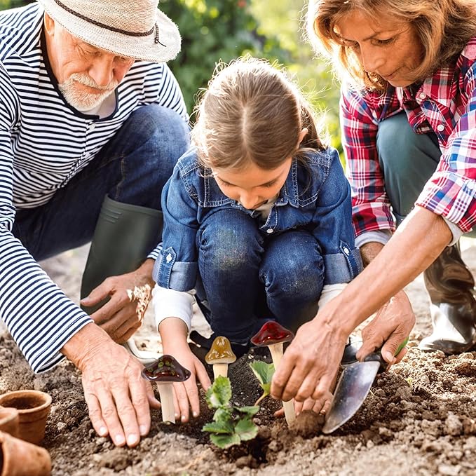 Ceramic Mushrooms Garden Decor Fairy Yard Patio Indoor and Outdoor Micro Landscape Decorations, 8 Pieces Simulated Mushroom Ornaments Statue Stake Mushroom Garden Decor Figurines Decoration Yard Gifts